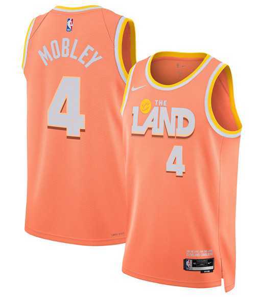 Men%27s Cleveland Cavaliers #4 Evan Mobley Orange 2025-26 City Edition Swingman Stitched Jersey Dzhi