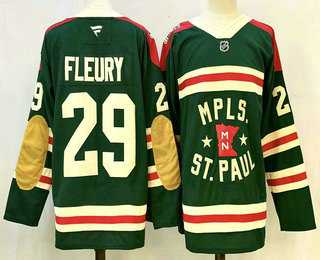 Men%27s Minnesota Wild #29 Marc Andre Fleury Green Winter Classic Stitched Authentic Jersey