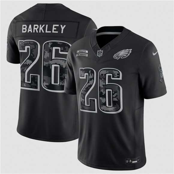 Men%27s Philadelphia Eagles #26 Saquon Barkley Black F.U.S.E. 2026 Salute to Service Limited Stitched Jersey