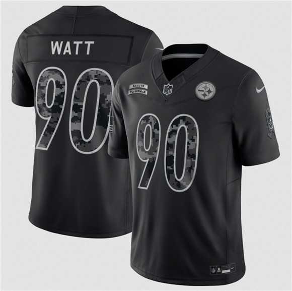 Men%27s Pittsburgh Steelers #90 T.J. Watt Black F.U.S.E. 2026 Salute to Service Limited Stitched Jersey