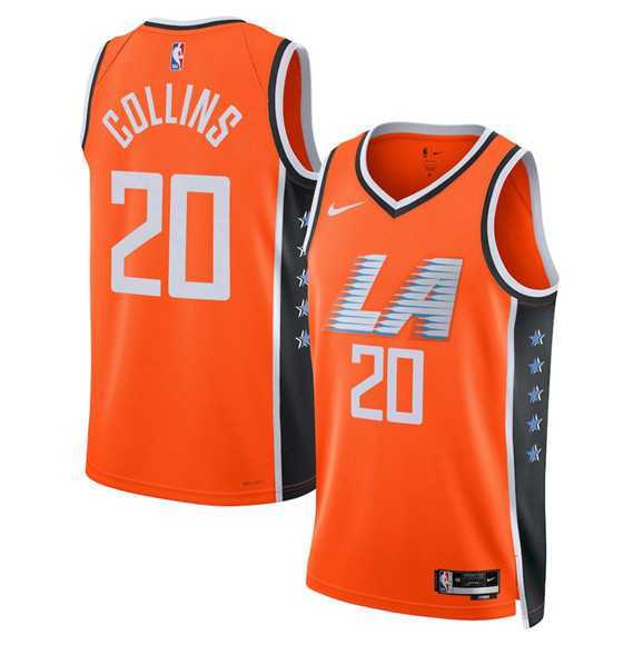 Men%27s Los Angeles Clippers #20 John Collins Orange 2025-26 City Edition Swingman Stitched Jersey Dzhi