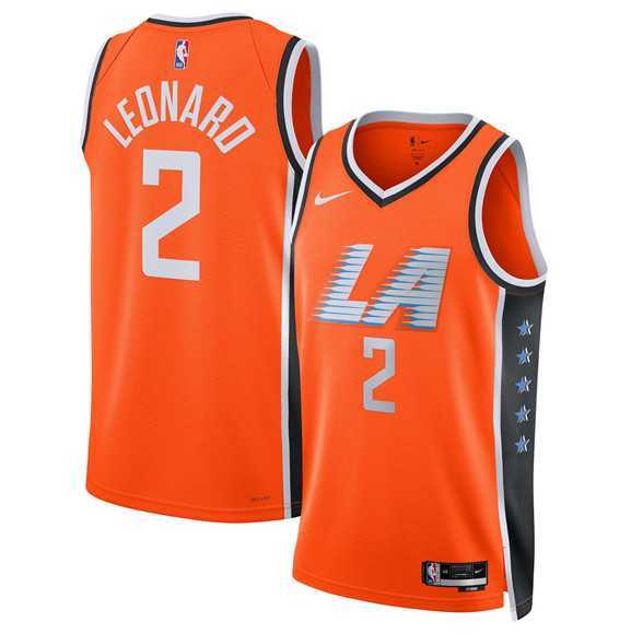 Men%27s Los Angeles Clippers #2 Kawhi Leonard Orange 2025-26 City Edition Swingman Stitched Jersey Dzhi