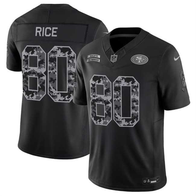 Men%27s San Francisco 49ers #80 Jerry Rice Black 2026 F.U.S.E. Salute to Service Limited Stitched Jersey