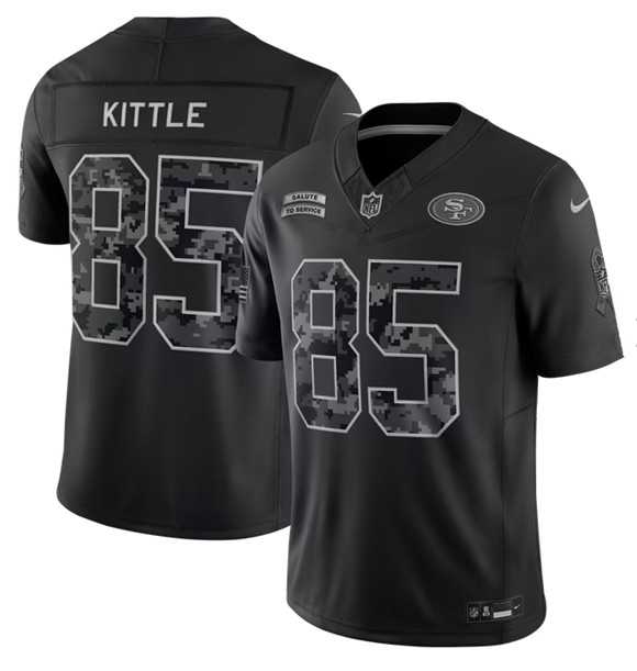 Men%27s San Francisco 49ers #85 George Kittle Black 2026 F.U.S.E. Salute to Service Limited Stitched Jersey