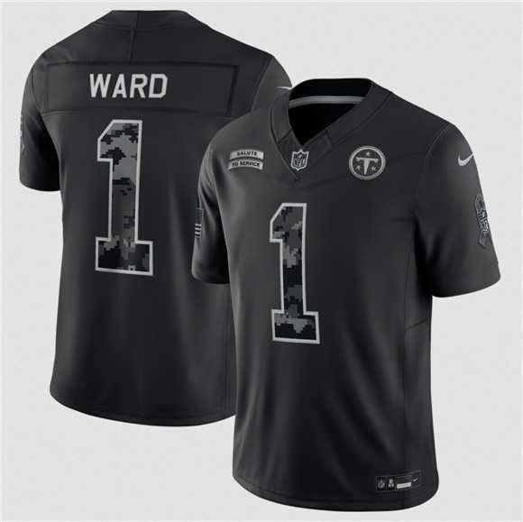 Men%27s Tennessee Titans #1 Cameron Ward Black F.U.S.E. 2026 Salute to Service Limited Stitched Jersey