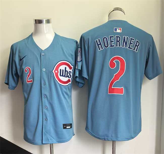 Men%27s Chicago Cubs #2 Nico Hoerner Blue 2026 2nd Alternate Limited Stitched Jersey