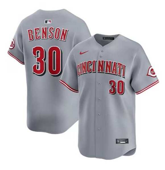 Men%27s Cincinnati Reds #30 Will Benson Gray Road Limited Stitched Jersey Dzhi