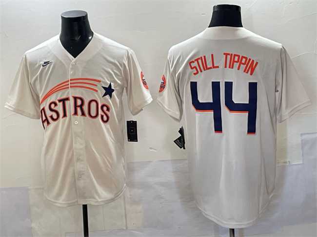 Men%27s Houston Astros #44 Still Tippin Cream Throwback Cooperstown Collection Limited Stitched Jersey