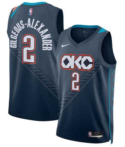 Men%27s Oklahoma City Thunder #2 Shai Gilgeous-Alexander Navy 2025-26 City Edition Swingman Stitched Jersey Dzhi