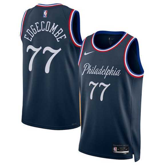 Men%27s Philadelphia 76ers #77 V. J. Edgecombe Navy 2025-26 City Edition Swingman Stitched Jersey Dzhi