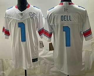 Men%27s Houston Texans #1 Tank Dell White 2026 FUSE Rivalries Collection Limited Stitched Jersey