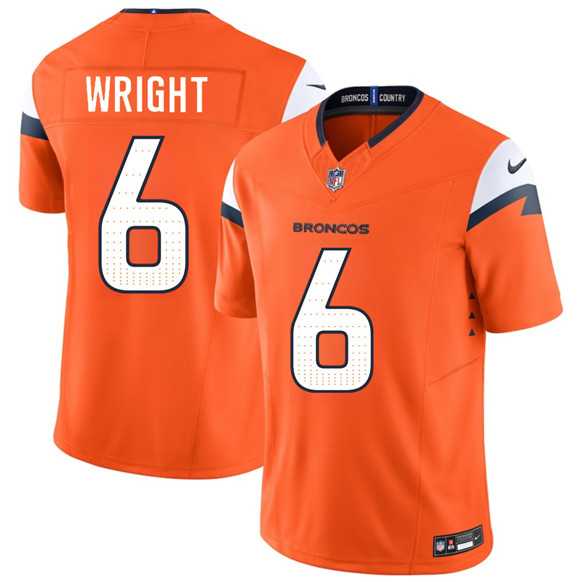 Men%27s Denver Broncos #6 William Wright Orange 2026 Draft F.U.S.E. Vapor Limited Stitched Jersey