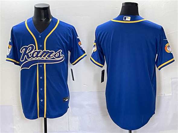 Men%27s Los Angeles Rams Blank Royal Cool Base Stitched Baseball Jersey