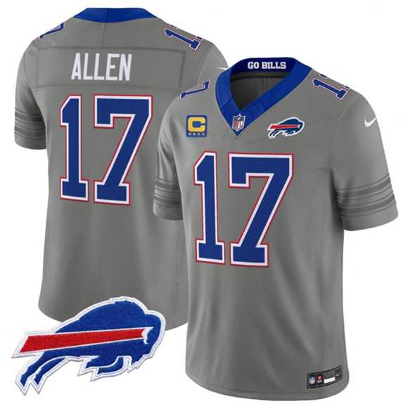 Men%27s Buffalo Bills #17 Josh Allen Gray F.U.S.E. 2026 Nickel City With 4-Star C Patch Vapor Stitched Jersey Dzhi