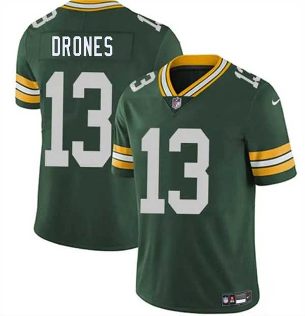Men%27s Green Bay Packers #13 Kyron Drones Green 2026 Draft Vapor Untouchable Limited Stitched Jersey