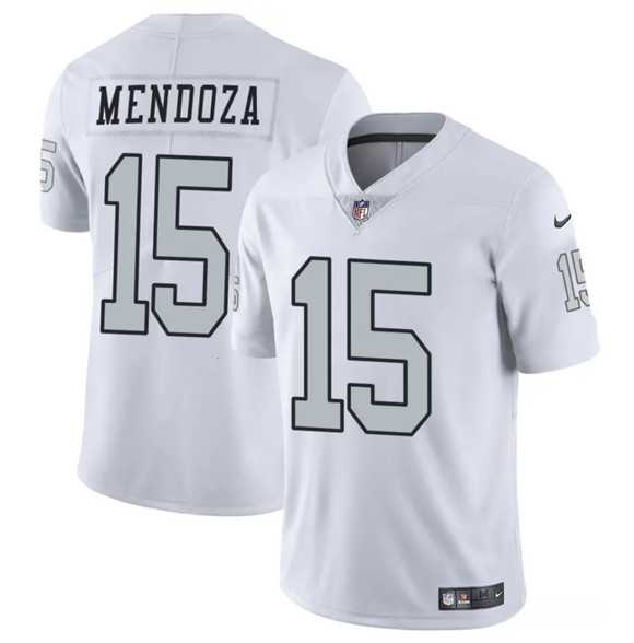 Men%27s Las Vegas Raiders #15 Fernando Mendoza White 2026 Draft Color Rush Vapor Untouchable Limited Stitched Jersey