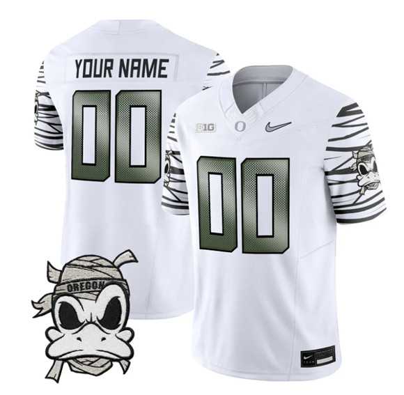 Men%27s Oregon Ducks Active Player Custom White 2025 F.U.S.E. Mummy Duck Vapor Limited V1 Stitched Jersey