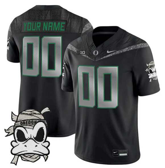 Men%27s Oregon Ducks Active Player Custom Black 2025 F.U.S.E. Mummy Duck Vapor Limited V1 Stitched Jersey