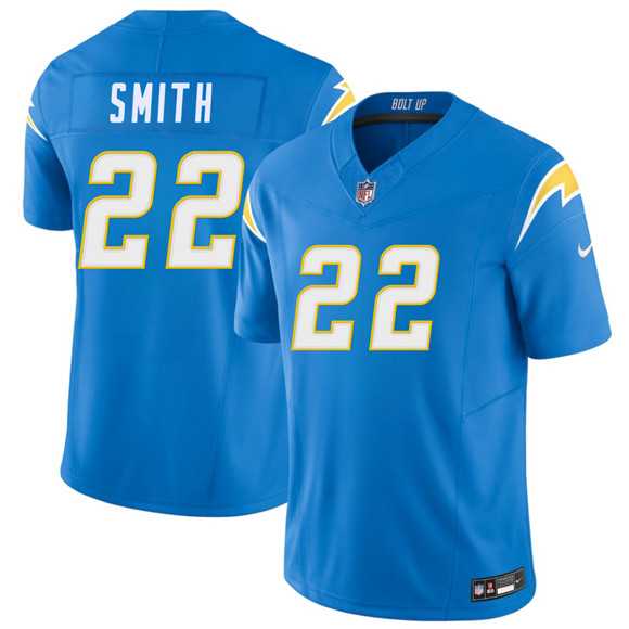 Men%27s Los Angeles Chargers #22 Genesis Smith Blue 2026 F.U.S.E. Vapor Limited Stitched Jersey