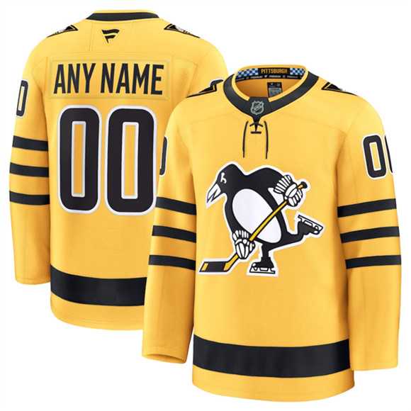 Men%27s Pittsburgh Penguins Active Player Custom Gold 2025 Alternate Stitched Hockey Jersey