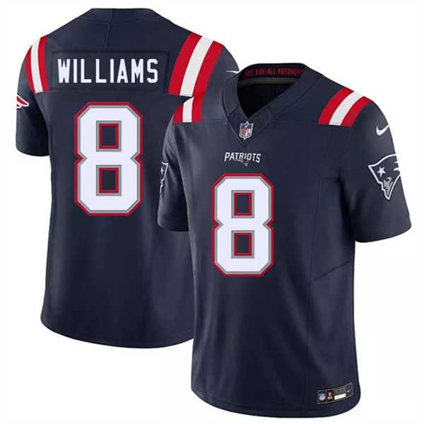 Men%27s New England Patriots #8 Kyle Williams Navy 2026 F.U.S.E. Vapor Limited Stitched Jersey