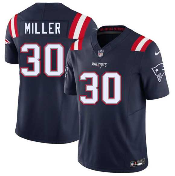Men%27s New England Patriots #30 Jam Miller Navy 2026 Draft F.U.S.E. Vapor Limited Stitched Jersey