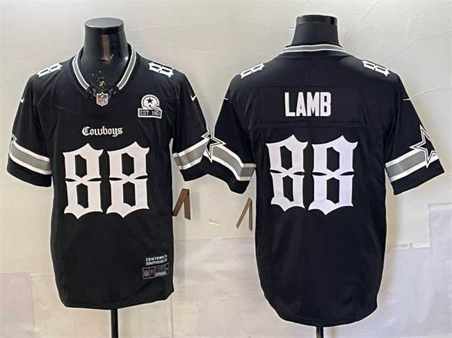 Men%27s Dallas Cowboys #88 CeeDee Lamb Black 2025 F.U.S.E. %27Gothic Lone Star Edition%27 With Established In 1960 Patch Vapor Limited Stitched Jersey Dzhi