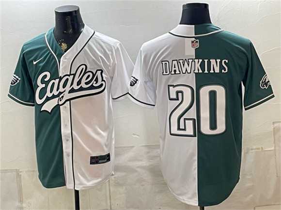 Men%27s Philadelphia Eagles #20 Brian Dawkins Green White Split Stitched Jersey