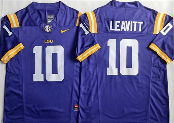 Men%27s LSU Tigers #10 Sam Leavitt Purple 2026 F.U.S.E. Stitched Jersey