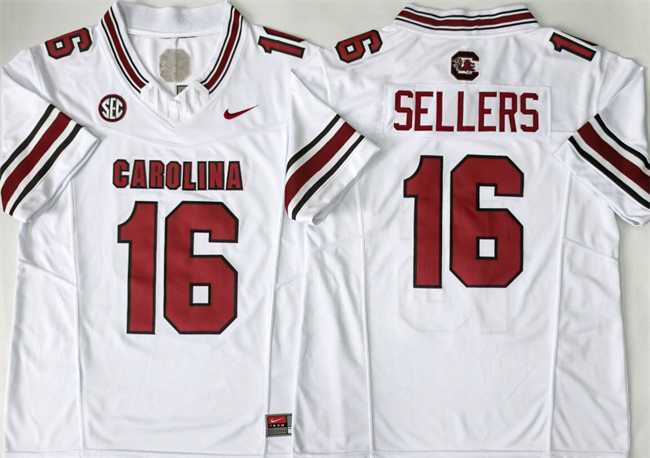 Men%27s South Carolina Fighting Gamecocks #16 LaNorris Sellers White 2026 F.U.S.E. Stitched Jersey