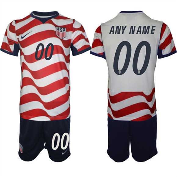 Men%27s United States Custom White Red 2026 Home Soccer Jersey Suit