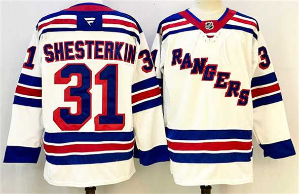 Men%27s New York Rangers #31 Igor Shesterkin White 2024-25 Away Stitched Hockey Jersey