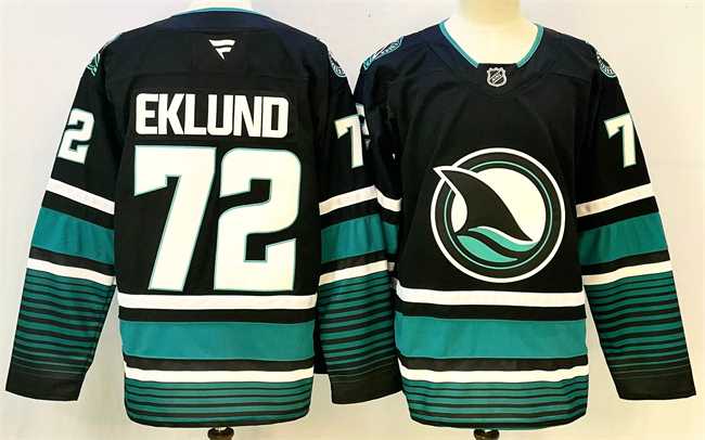 Men%27s San Jose Sharks #72 William Eklund Black 2024-25 Alternate Stitched Hockey Jersey