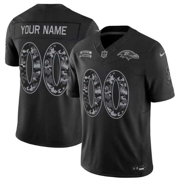 Men%27s Baltimore Ravens Active Player Custom Black F.U.S.E. 2026 Salute to Service Limited Football Stitched Jersey