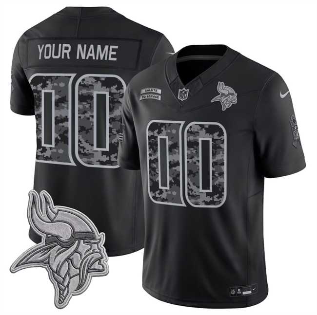 Men%27s Minnesota Vikings Active Player Custom Black F.U.S.E. 2026 Salute to Service Limited Football Stitched Jersey