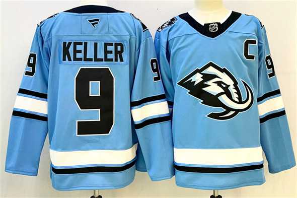 Men%27s Utah Mammoth #9 Clayton Keller Blue 2025 With C Patch Stitched Jersey