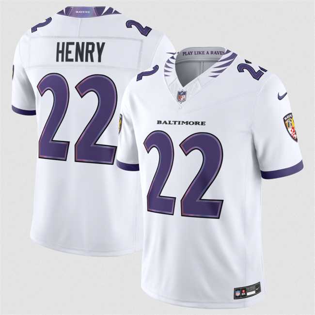 Men%27s Baltimore Ravens #22 Derrick Henry White 2026 F.U.S.E. Vapor Stitched Limited Jersey Dzhi