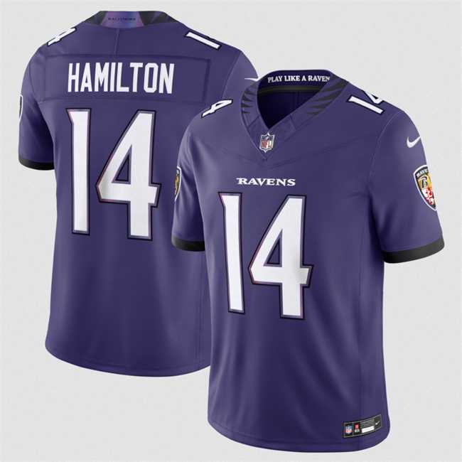 Men%27s Baltimore Ravens #14 Kyle Hamilton Purple 2026 F.U.S.E Vapor Stitched Limited Jersey Dzhi