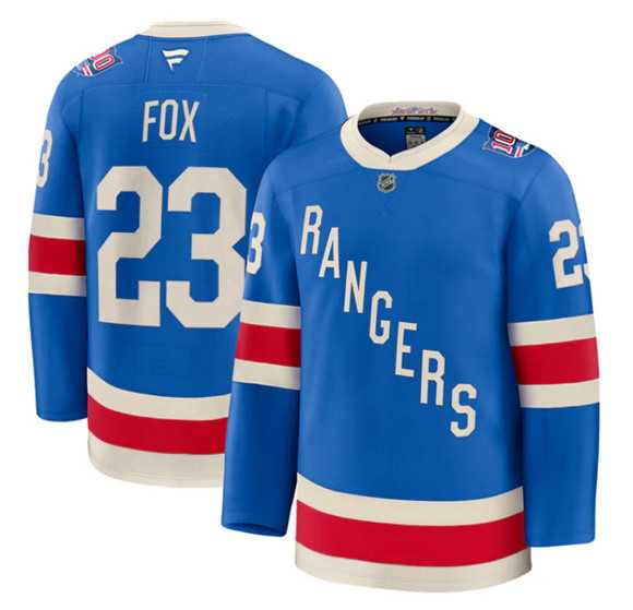 Men%27s New York Rangers #23 Adam Fox Blue Centennial Stitched Hockey Jersey Dzhi