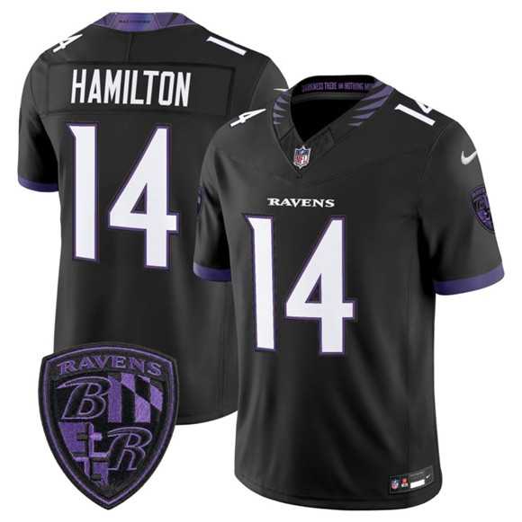 Men%27s Baltimore Ravens #14 Kyle Hamilton Black 2026 F.U.S.E. Alternate Vapor Limited Stitched Jersey Dzhi