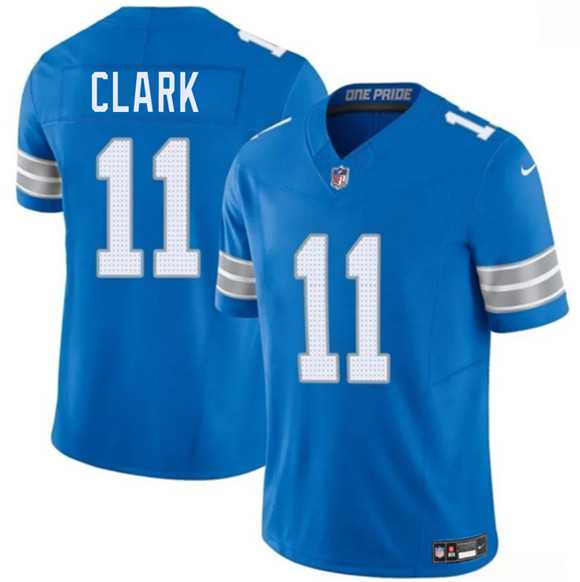 Men%27s Detroit Lions #11 Damone Clark Blue 2026 F.U.S.E. Vapor Limited Stitched Game Jersey Dzhi