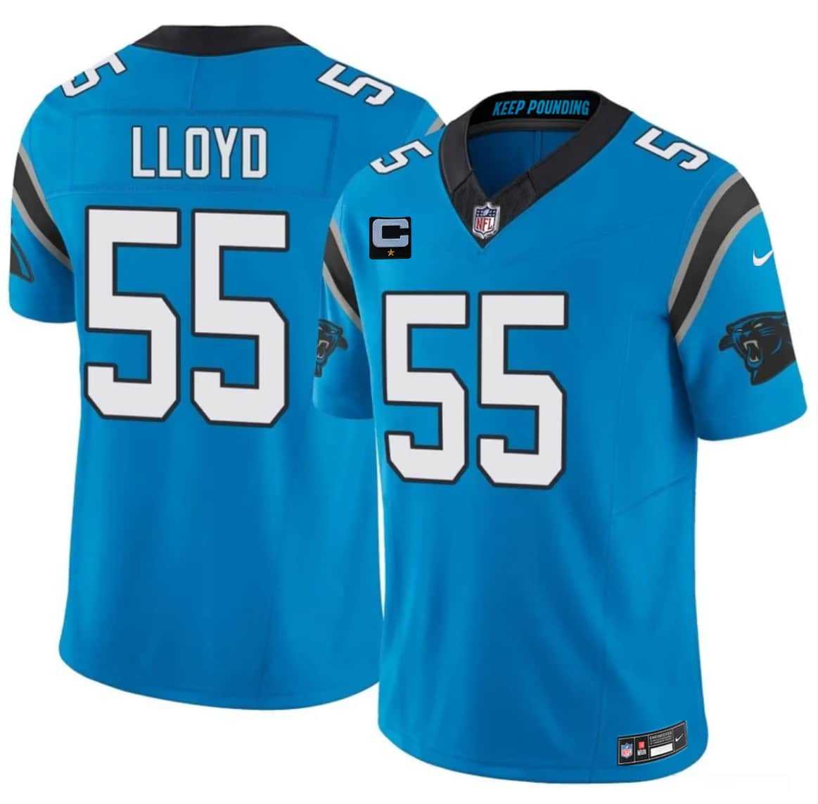 Men%27s Carolina Panthers #55 Devin Lloyd Blue 2026 F.U.S.E. 1-Star C Patch Vapor Limited Stitched Jersey Dzhi