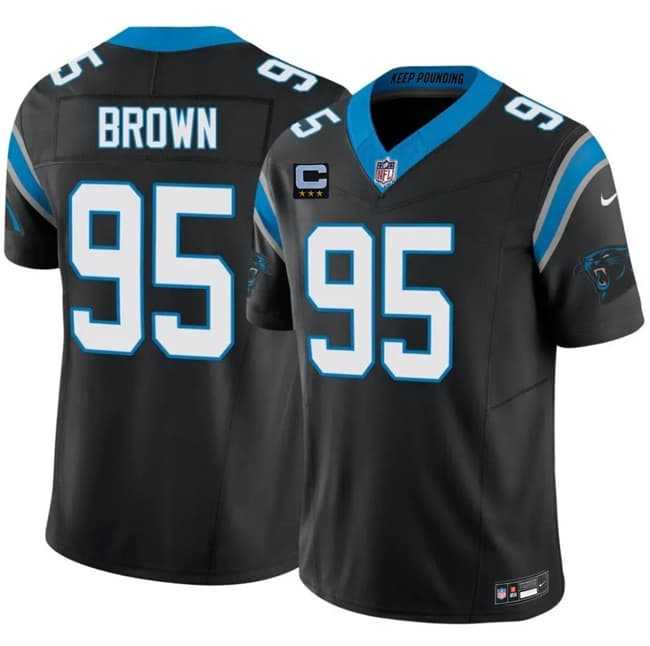 Men%27s Carolina Panthers #95 Derrick Brown Black 2026 F.U.S.E. 3-Star C Patch Vapor Limited Stitched Jersey Dzhi