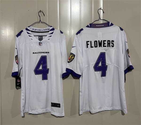 Men%27s Baltimore Ravens #4 Zay Flowers White 2026 Alternate Vapor Limited Stitched Jersey