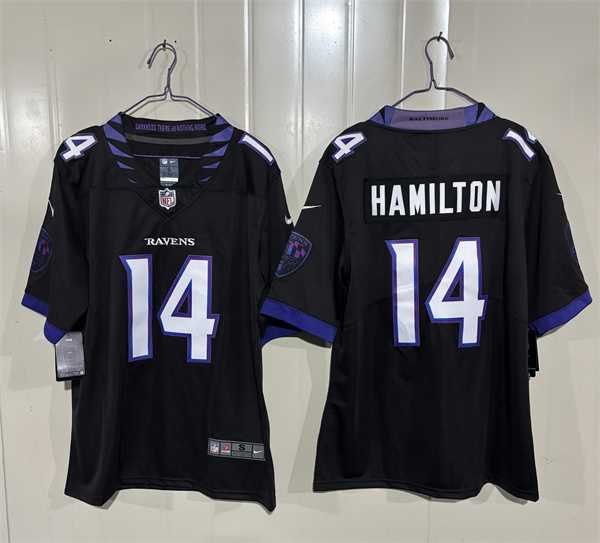 Men%27s Baltimore Ravens #14 Kyle Hamilton Black 2026 Alternate Vapor Limited Stitched Jersey