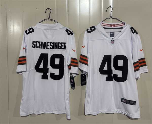 Men%27s Cleveland Browns #49 Carson Schwesinger White 2026 Vapor Limited Stitched Jersey