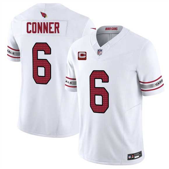 Men%27s Arizona Cardinals #6 James Conner White 2025 F.U.S.E. With 4-Star C Patch Vapor Untouchable Limited Stitched Jersey Dzhi