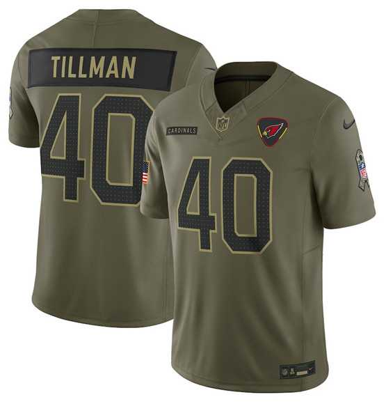 Men%27s Arizona Cardinals #40 Pat Tillman Olive 2025 Salute to Service Limited Stitched Jersey Dyin