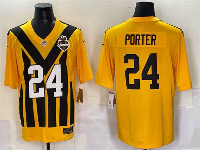 Men%27s Pittsburgh Steelers #24 Joey Porter Jr. Gold 1933 Throwback Alternate Stitched Game Jersey