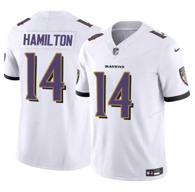 Men%27s Baltimore Ravens #14 Kyle Hamilton White 2025 F.U.S.E. Vapor Limited Jersey Dzhi